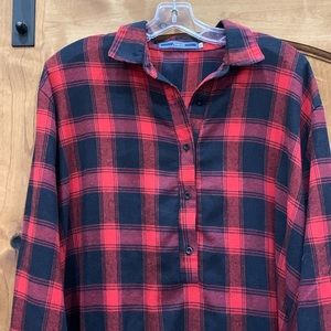 Highness navy/red plaid tunic